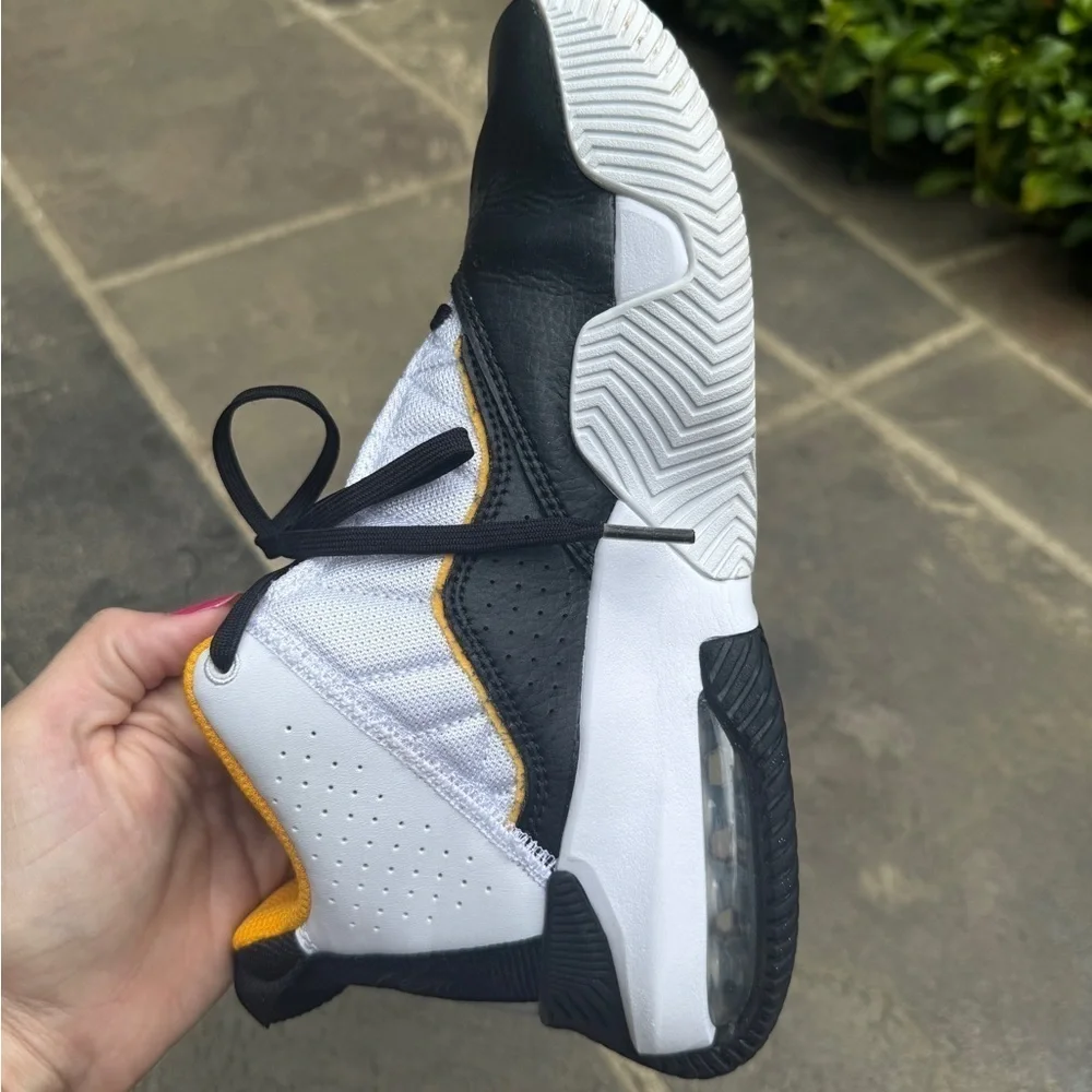 Jordan Stay Loyal Kids' Black, White, and Yellow Sneakers, Size 6.5Y